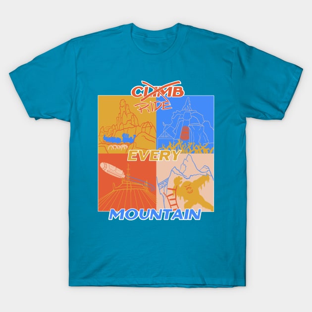 Ride Every Mountain Theme Park Art T-Shirt by Smagnaferous